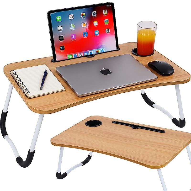 Laptoptisch klappbar 60x40 cm – Notebook Tisch & Betttisch mit Tablet Halterung, faltbares Laptop Tablett für Bett & Sofa