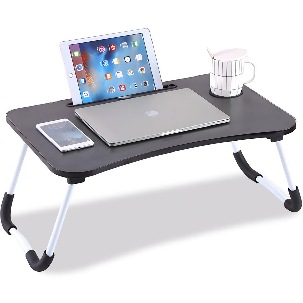 Laptoptisch klappbar 60x40 cm – Notebook Tisch & Betttisch mit Tablet Halterung, faltbares Laptop Tablett für Bett & Sofa