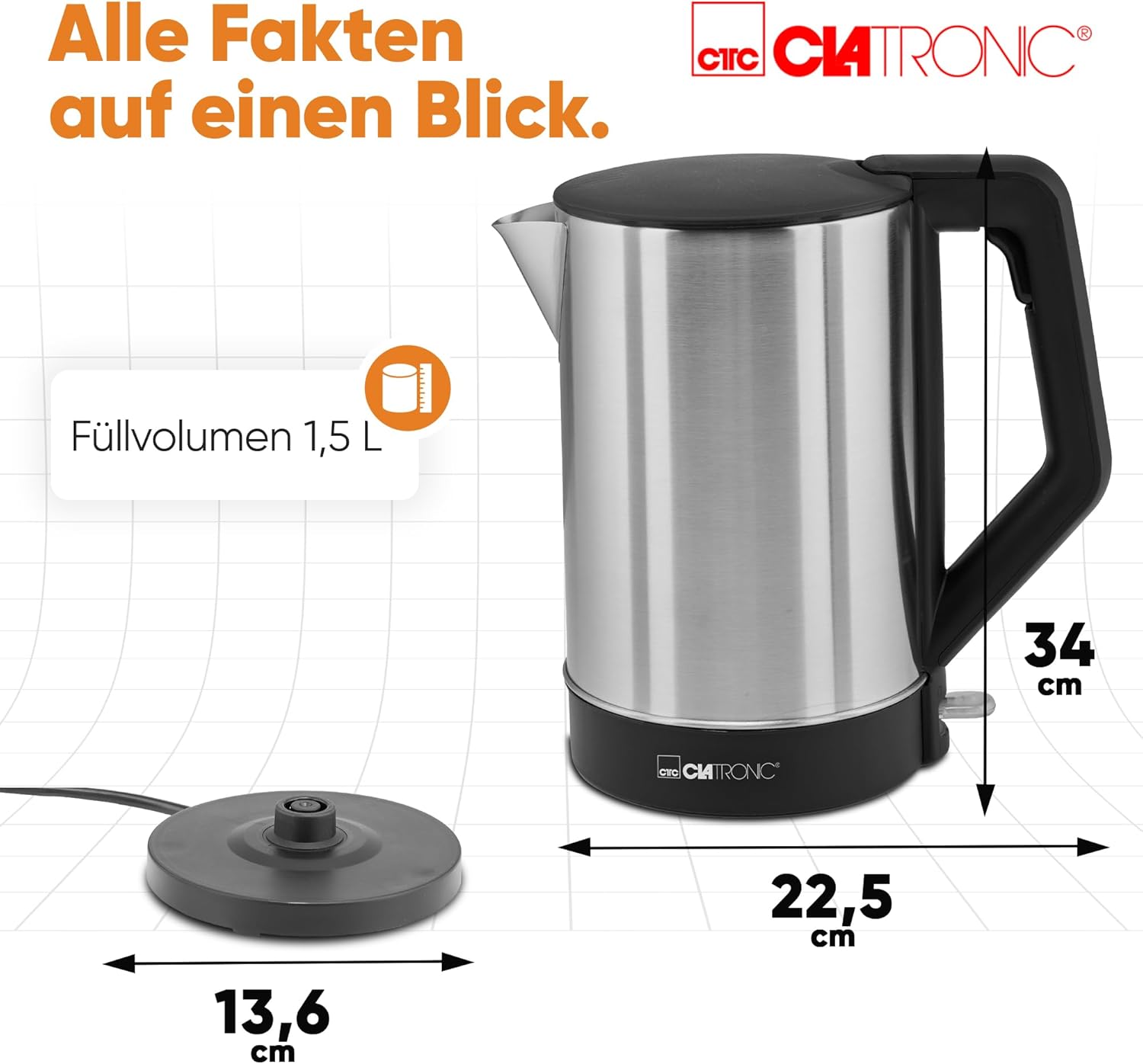 Clatronic kettle, kettle, kettle 1.7 liters, camping kettle new 
