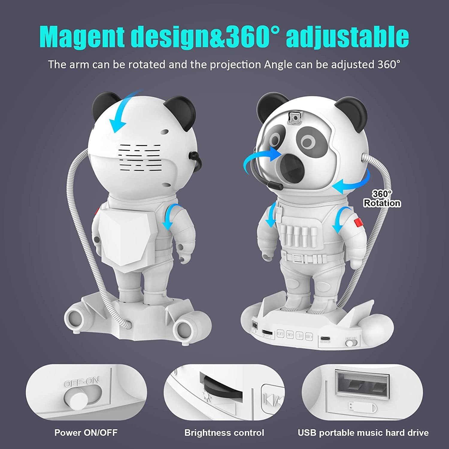 LED Astronaut Sternenprojektor mit Bluetooth-Lautsprecher & Fernbedienung – 360° drehbar, Timerfunktion, Nebeleffekte, Nachtlicht für Kinder & Erwachsene