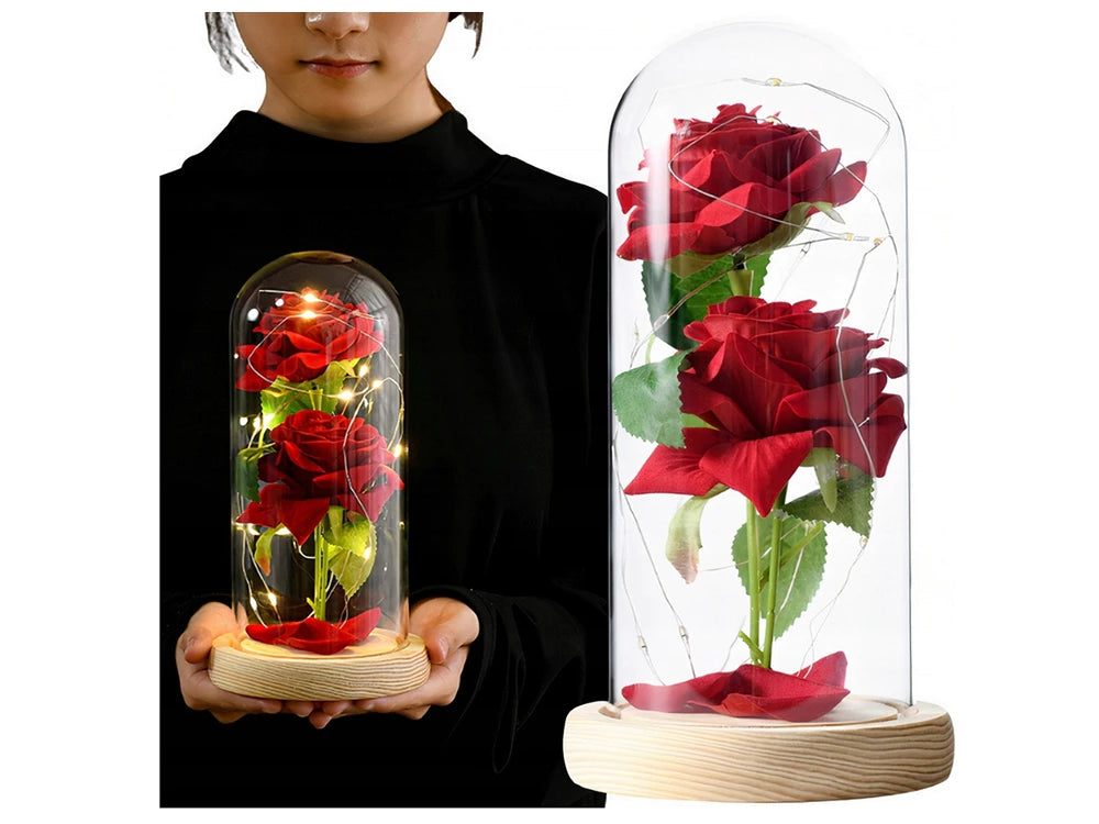 LED Ewige Rose im Glas für Frauen Geburtstag Schöne Biest Valentinstag Geschenk