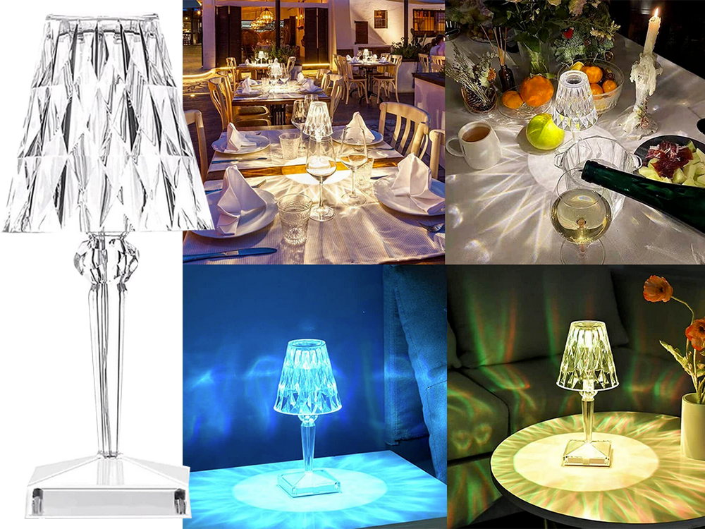 LED Kristall Tischlampe mit Fernbedienung & Touch – Wiederaufladbares RGB Nachtlicht mit Akku & USB-C