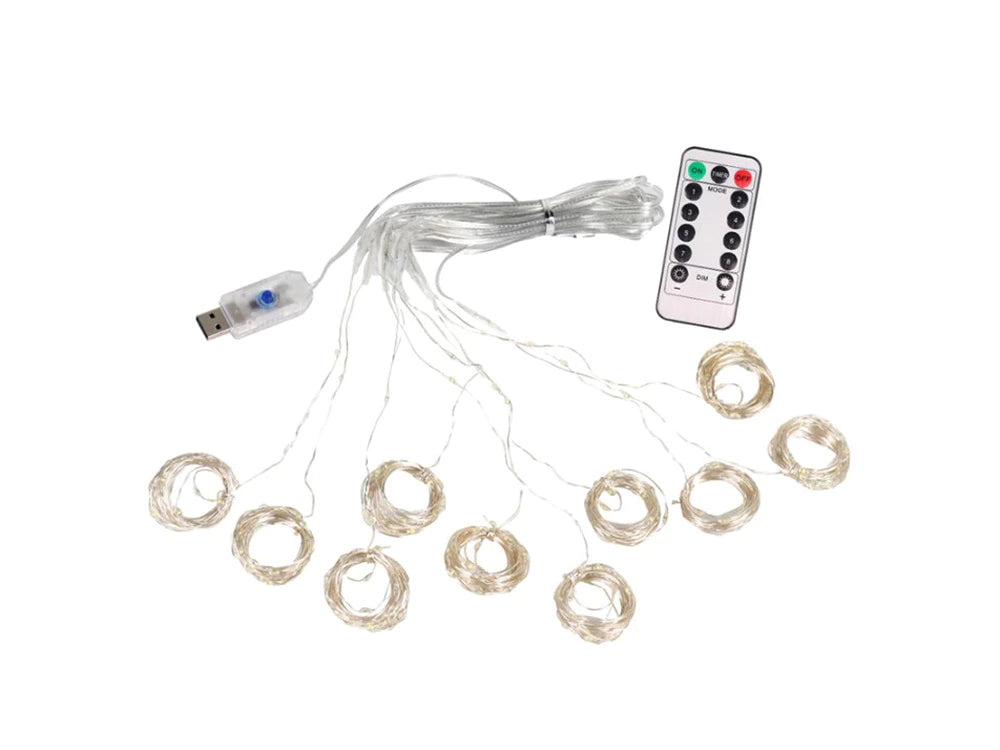 Mikro LED Lichtervorhang 300 LEDs 3x3m – USB Stromversorgung & Fernbedienung, kaltweiß