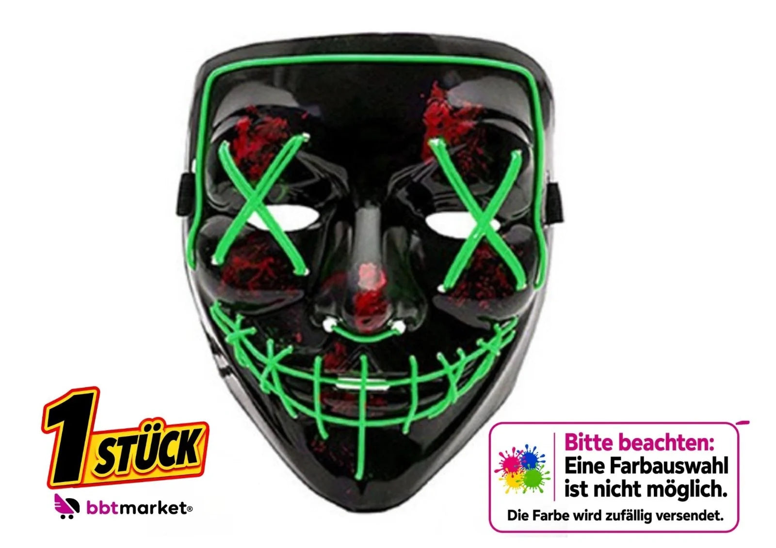 Halloween LED Purge Maske – Leuchtende Horror-Party Maske für Karneval, Cosplay & Festivals ---