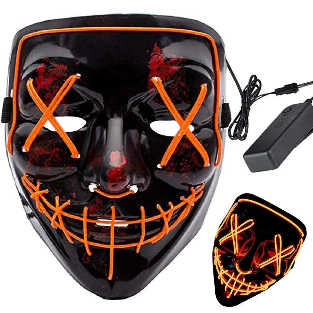 Halloween LED Purge Maske – Leuchtende Horror-Party Maske für Karneval, Cosplay & Festivals ---