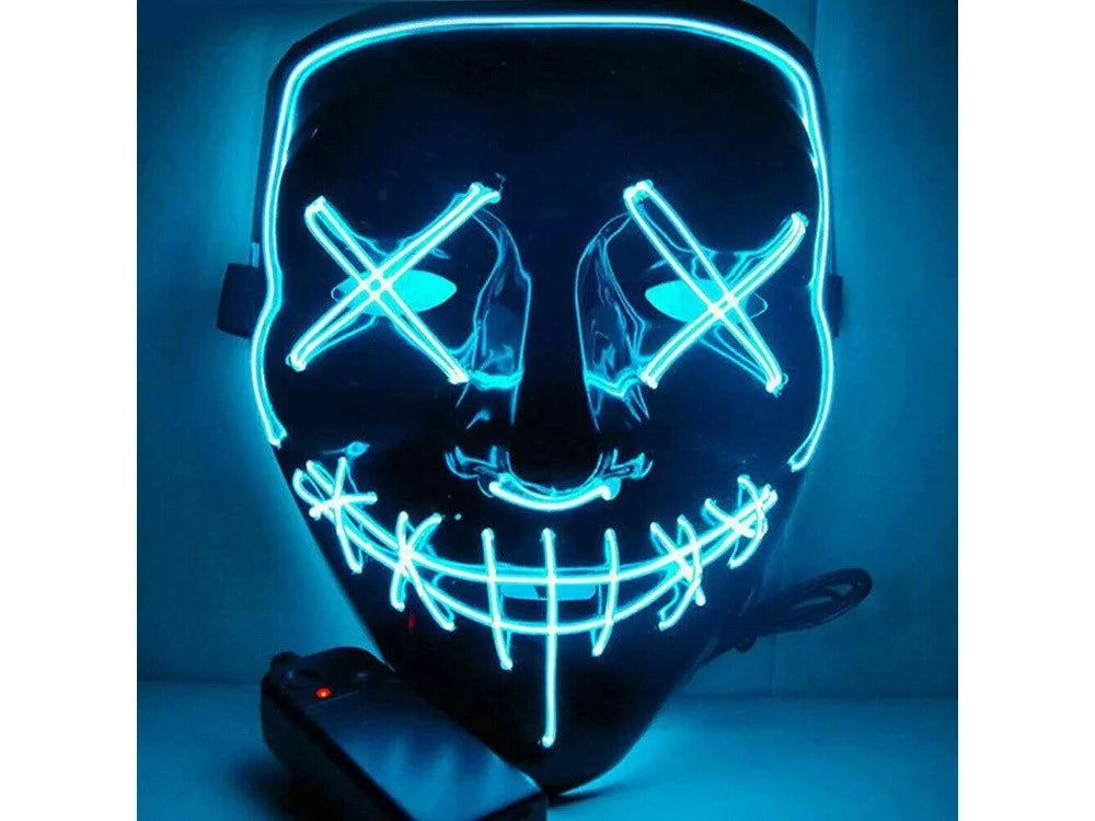Halloween LED Purge Maske – Leuchtende Horror-Party Maske für Karneval, Cosplay & Festivals ---