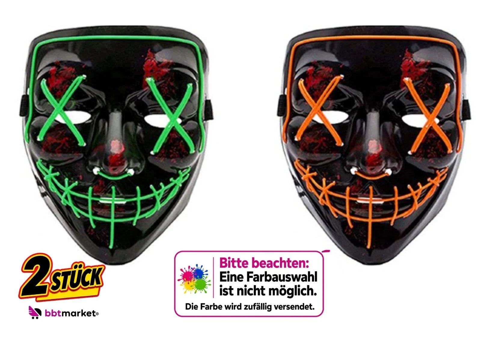 LED Maske Halloween Leuchtmaske 3 Leuchtmodi Party Gruselmaske Erwachsene Kinder