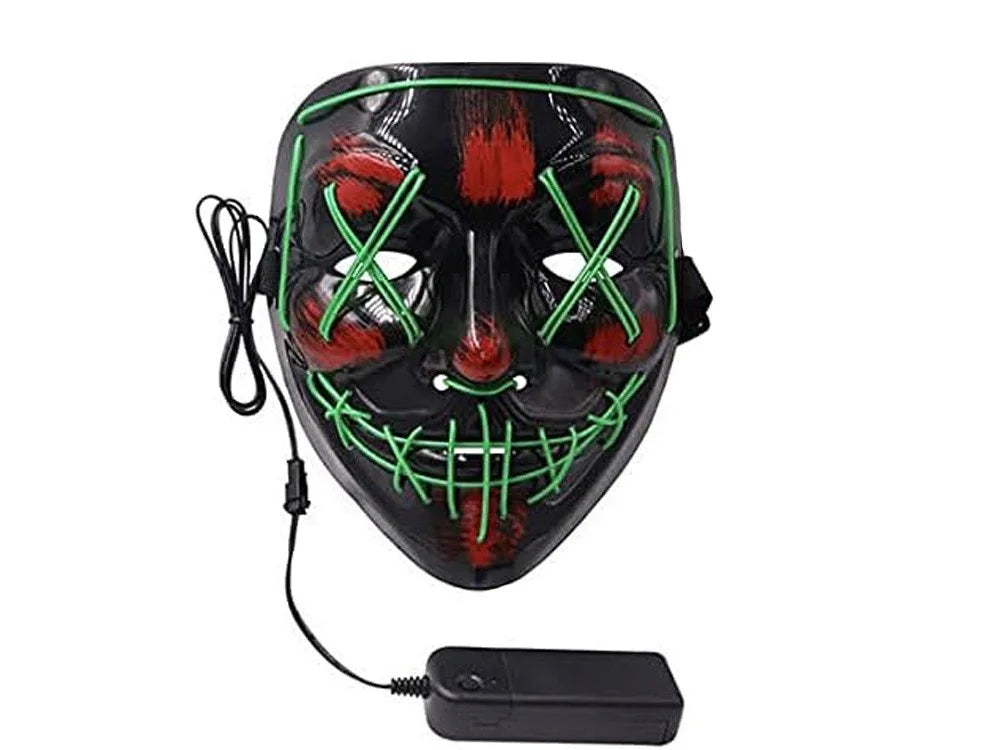 Halloween LED Purge Maske – Leuchtende Horror-Party Maske für Karneval, Cosplay & Festivals ---