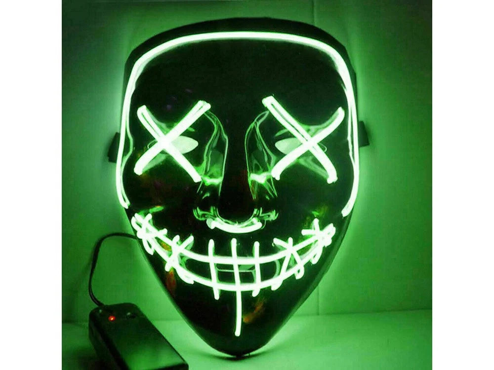 Halloween LED Purge Maske – Leuchtende Horror-Party Maske für Karneval, Cosplay & Festivals ---