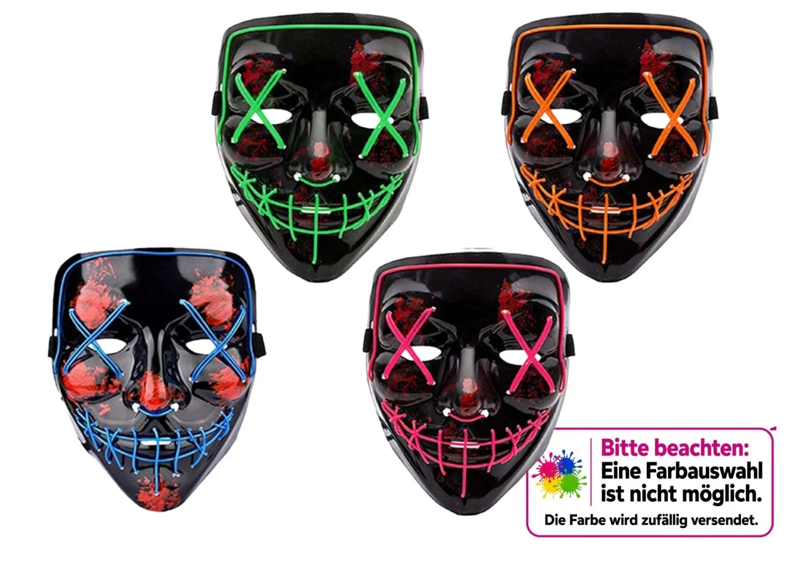 LED Maske Halloween Leuchtmaske 3 Leuchtmodi Party Gruselmaske Erwachsene Kinder