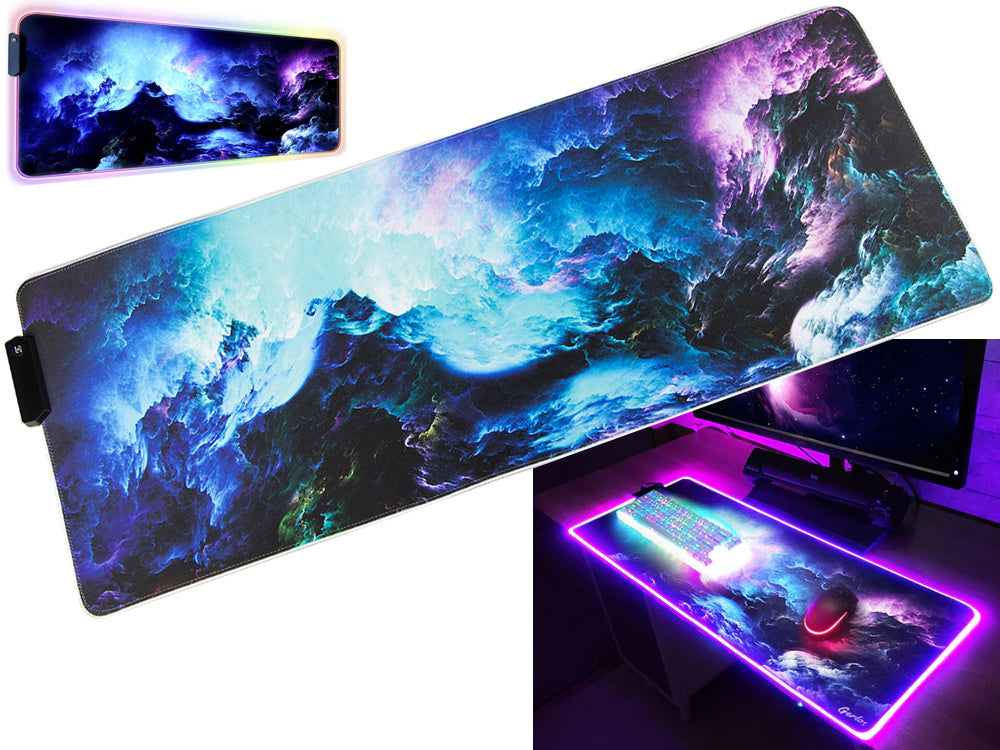 LED RGB Gaming Mauspad 80x30 cm – Beleuchtetes Mauspad mit USB & Anti-Rutsch