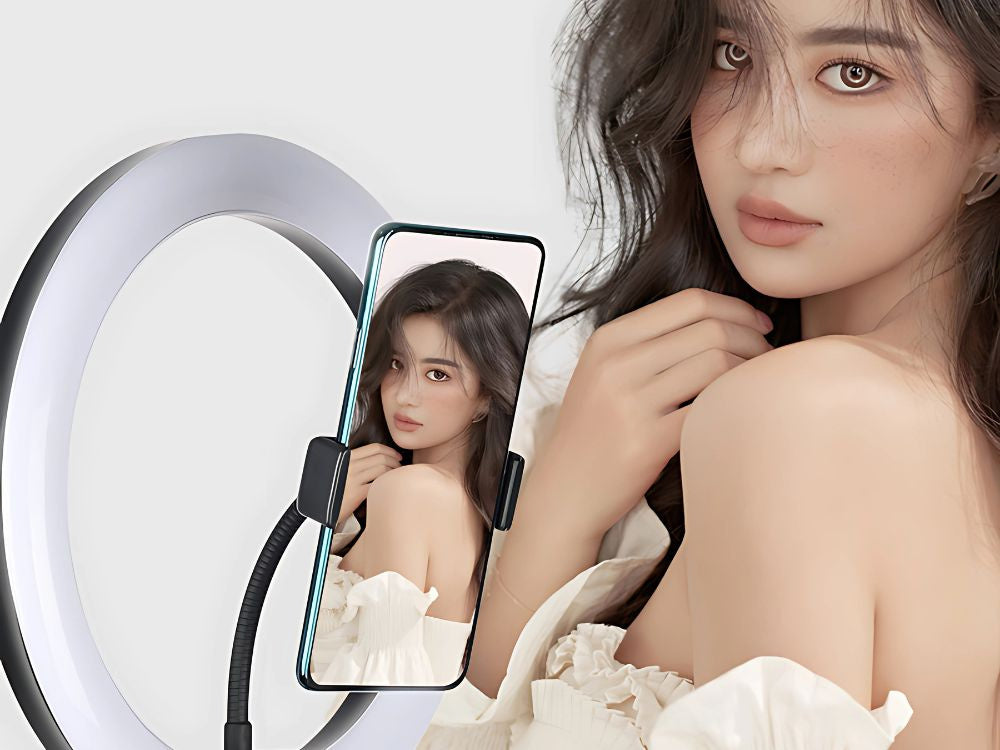 LED Ringlicht 10 Zoll RGB – Ringleuchte mit Stativ, Handyhalter & 3 Lichtfarben