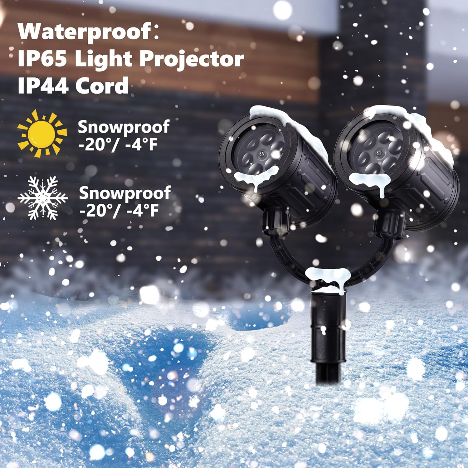 LED Schneeflocken Schneemann Projektor Weihnachten – Doppelkopf Außenbeleuchtung mit Timer, Wasserdicht für Garten & Haus