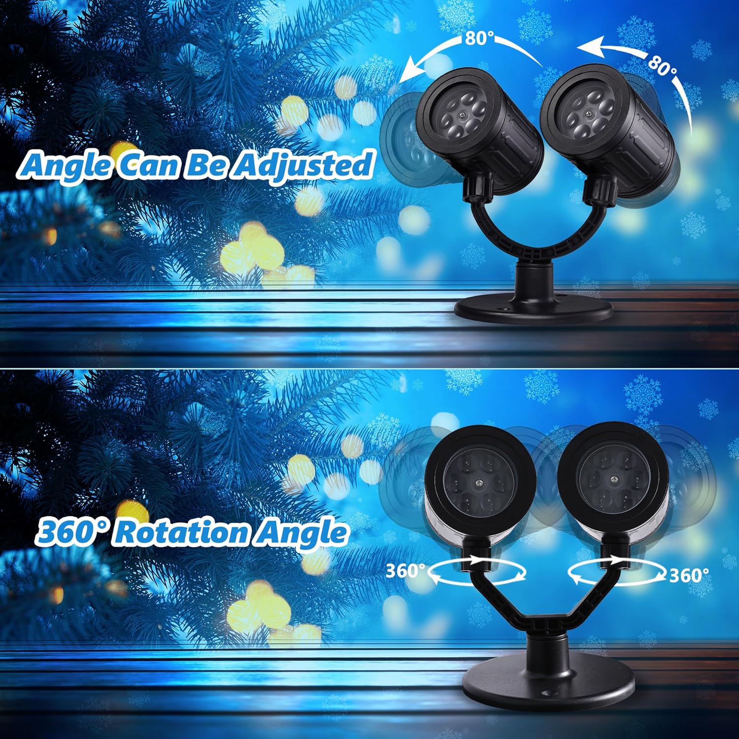 LED Schneeflocken Schneemann Projektor Weihnachten – Doppelkopf Außenbeleuchtung mit Timer, Wasserdicht für Garten & Haus