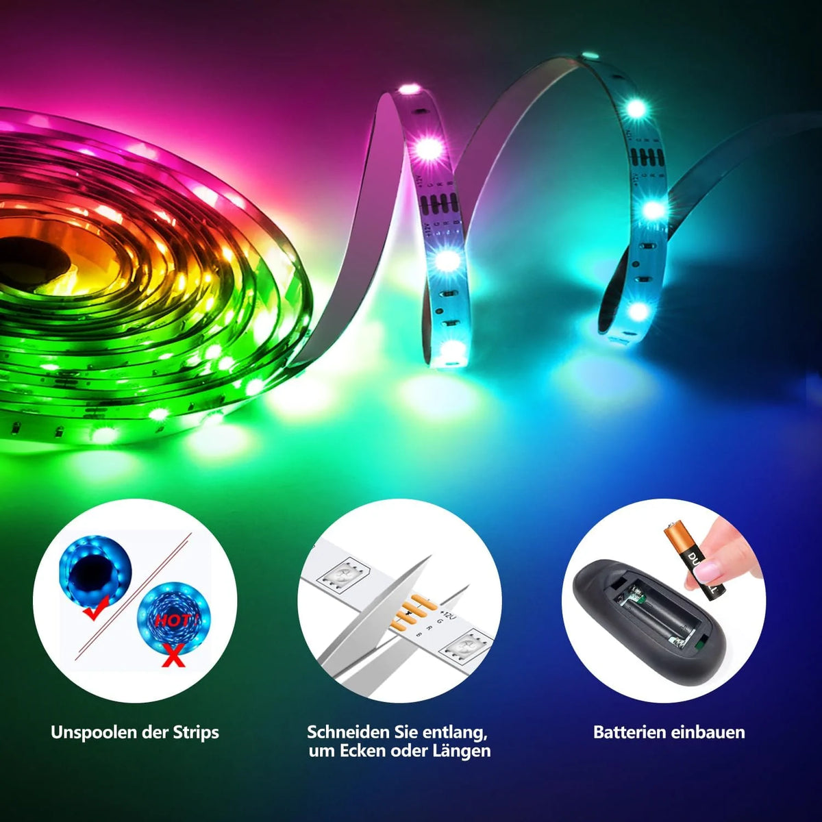 30m LED Strip Light Music Sync Color Changing RGB LED Strip New DE 
