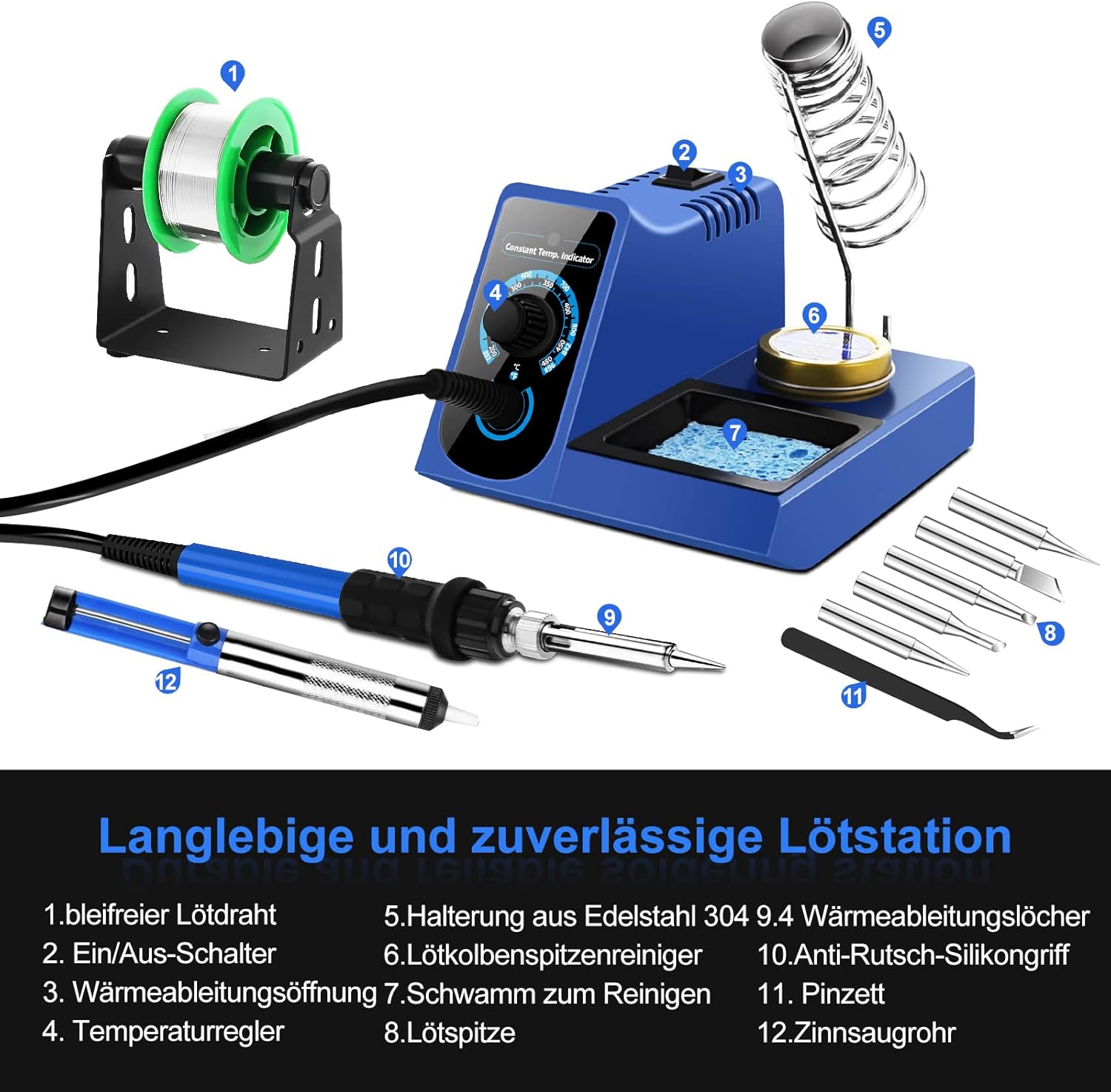 Lötstation Lötset 60W Lötkolben 200°C ~ 480°C einstellbare Temperatur