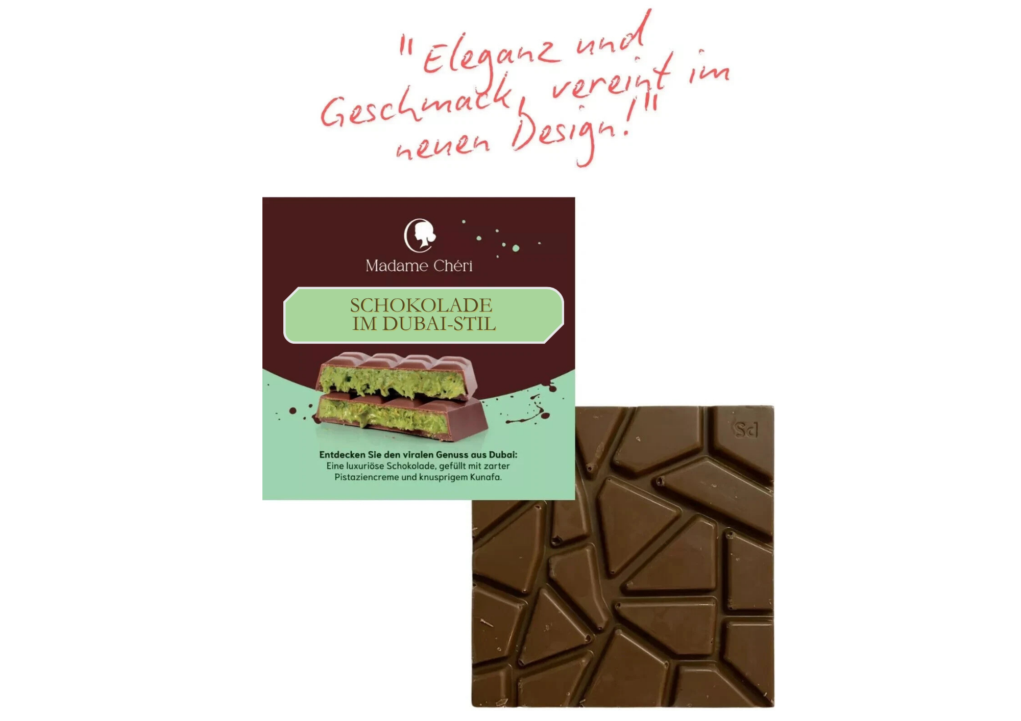 Schokolade mit Pistazien & Kadayif – Orientalischer Genuss – 100g Tafel