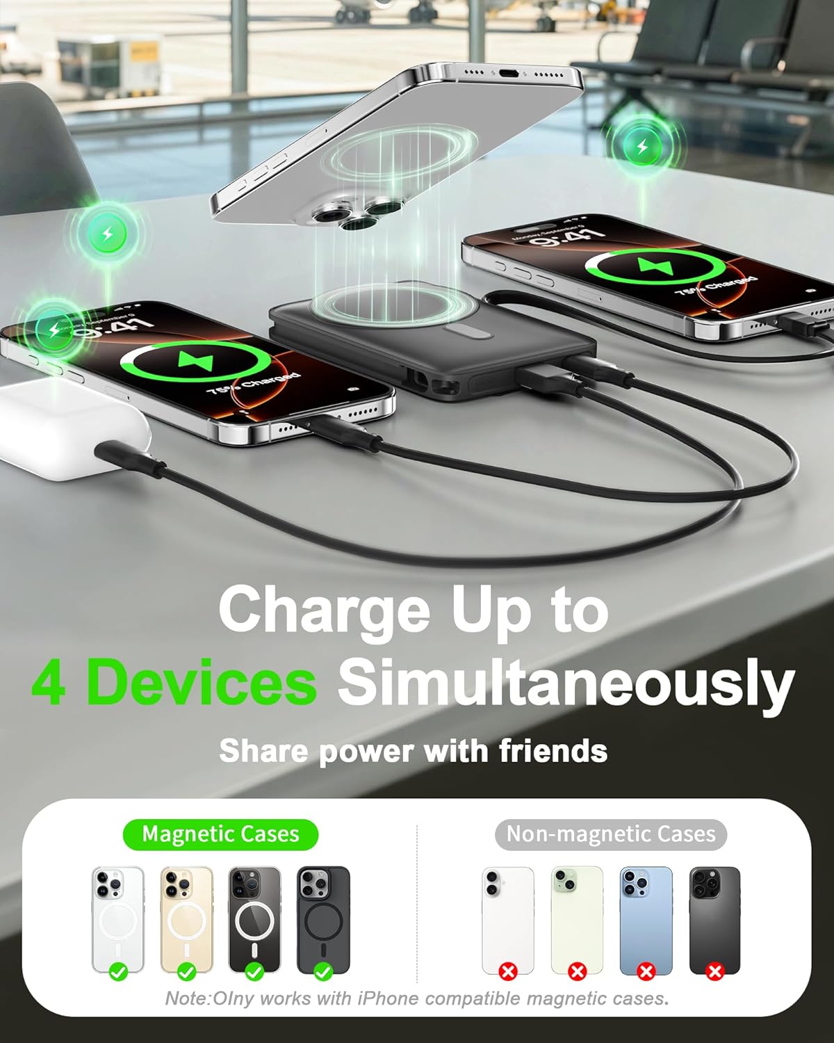Magnetische Powerbank für iPhone 12–17 – 10000mAh, 22.5W USB-C & Wireless Laden
