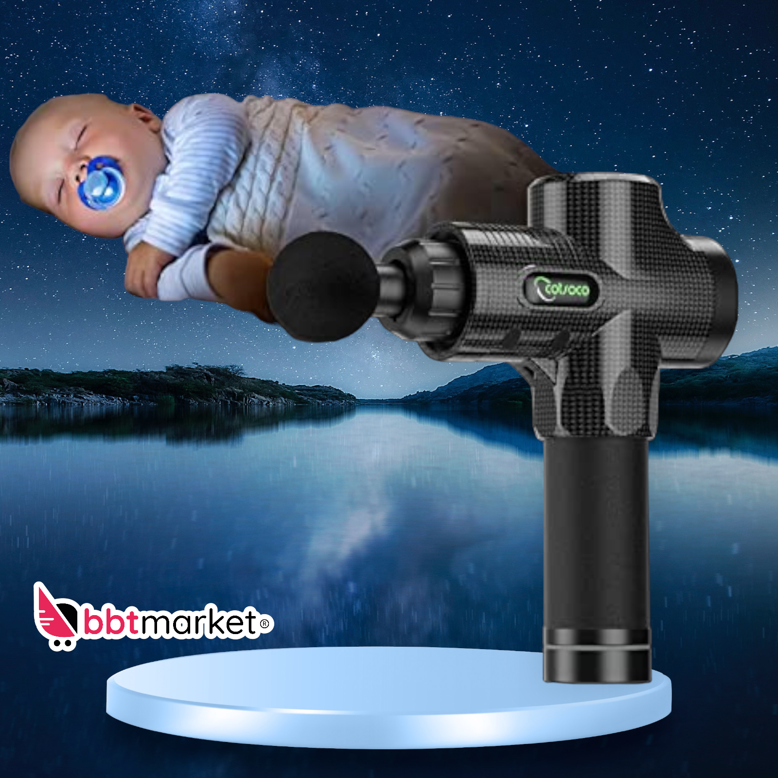Massager Muscle Gun Massage Gun +10 Heads with 8 Hours Battery LCD Display 
