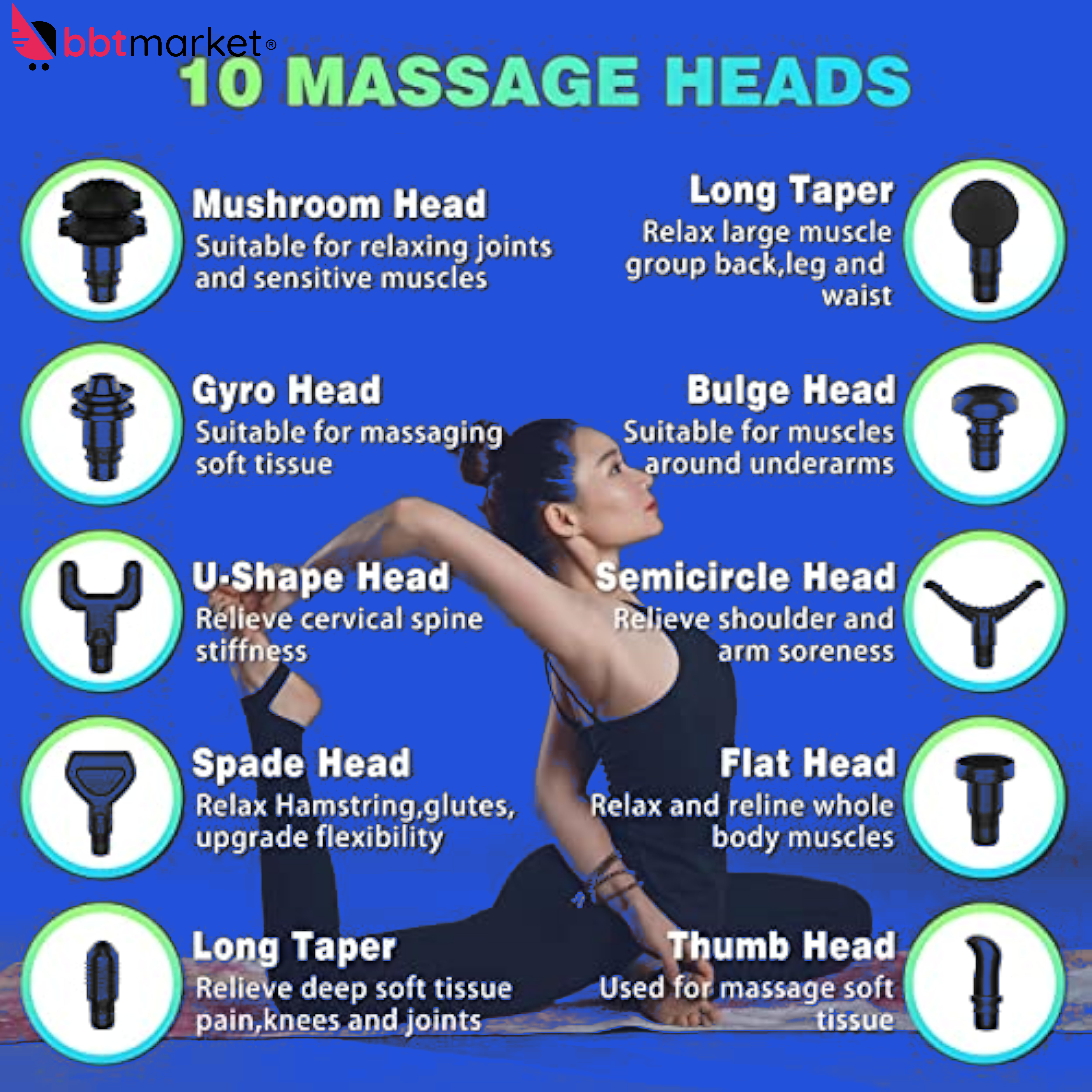 Massager Muscle Gun Massage Gun +10 Heads with 8 Hours Battery LCD Display 
