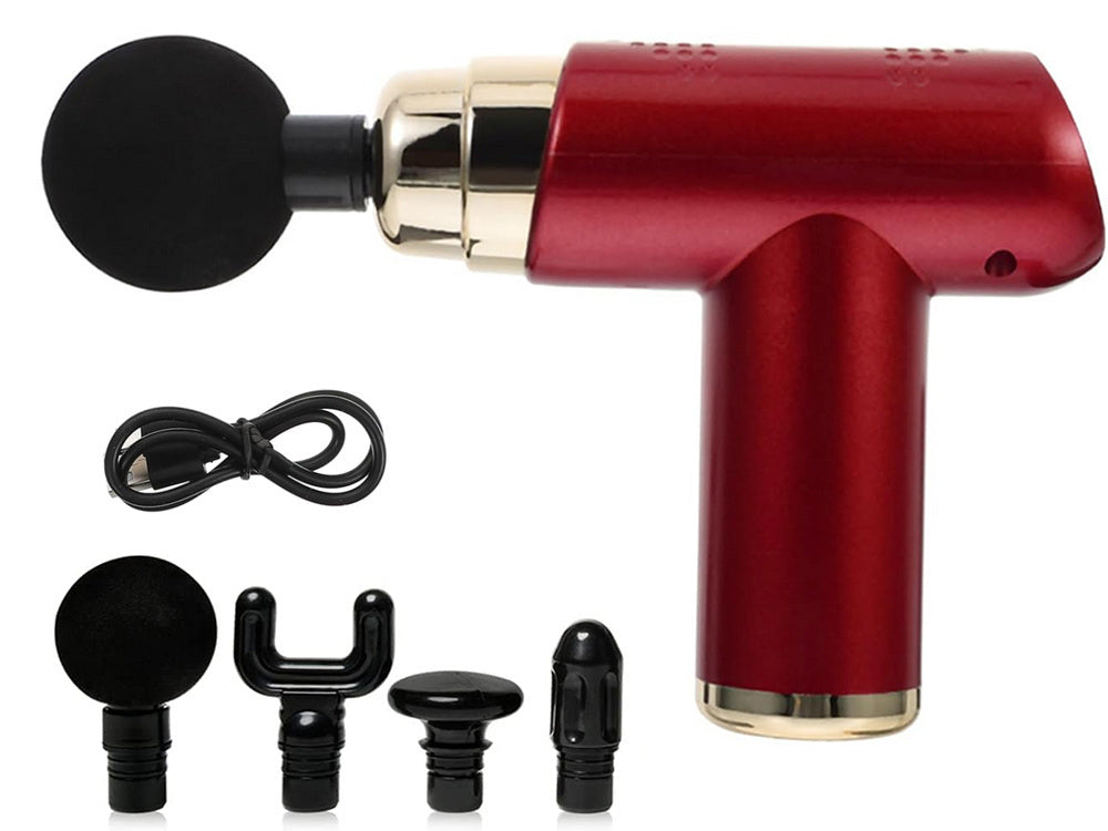 Mini Massagepistole mit 4 Aufsätzen und 6 Intensitätsstufen – Tragbares Muskelmassagegerät mit USB-C