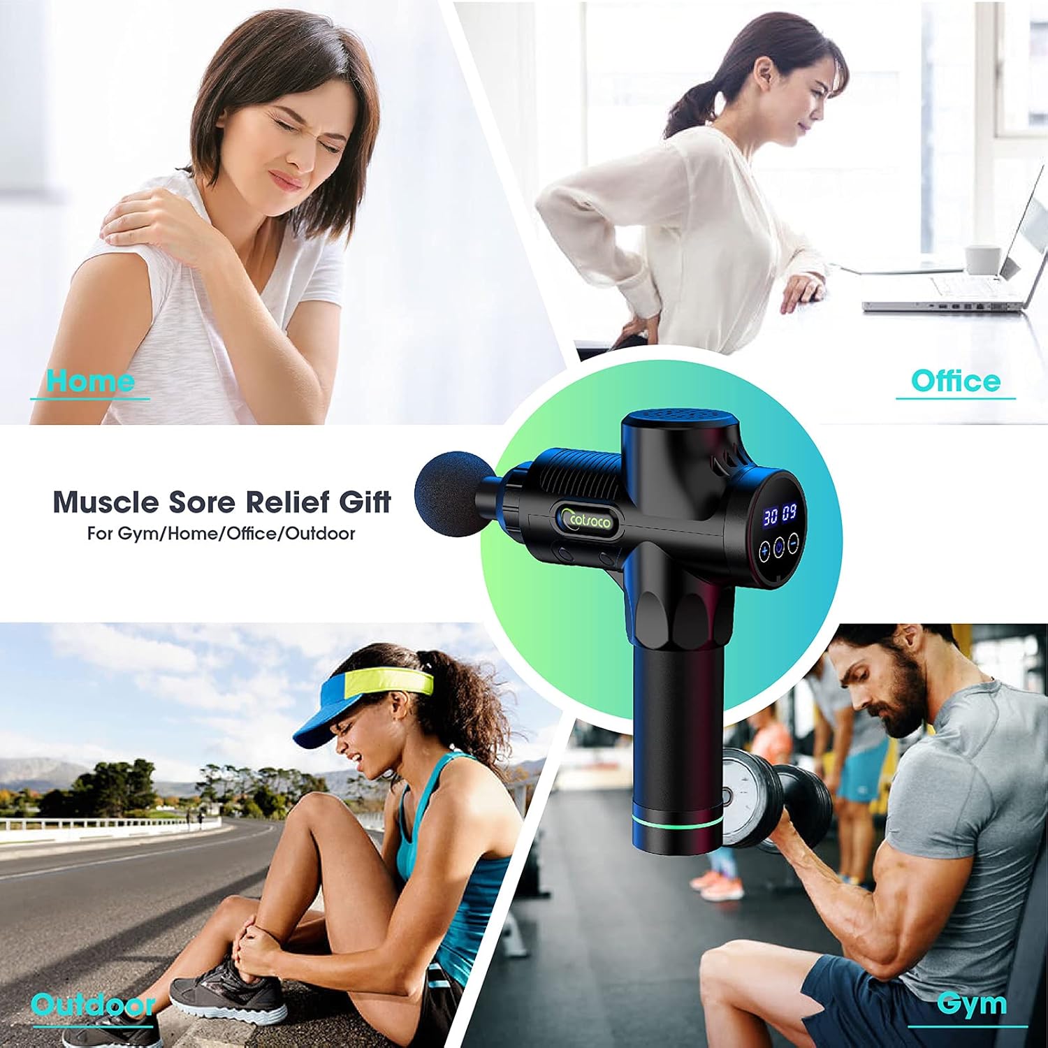 Massage Gun Massagepistole,für Rücken Nacken und Schulter,leises elektrisches