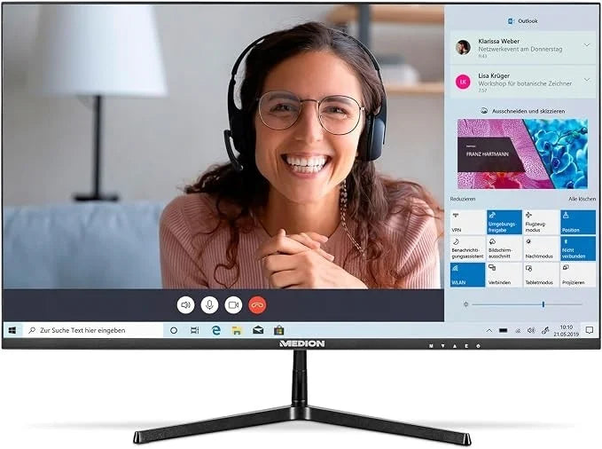 MEDION P52218 22 Zoll Monitor Full HD HDMI VGA 60Hz Anti-Glare Schwarz