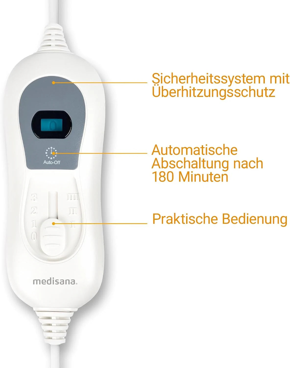 Medisana HU 665 Wärmeunterbett 150 x 80 cm – elektrische Heizdecke mit 3 Temperaturstufen, Kabelfernbedienung & Überhitzungsschutz