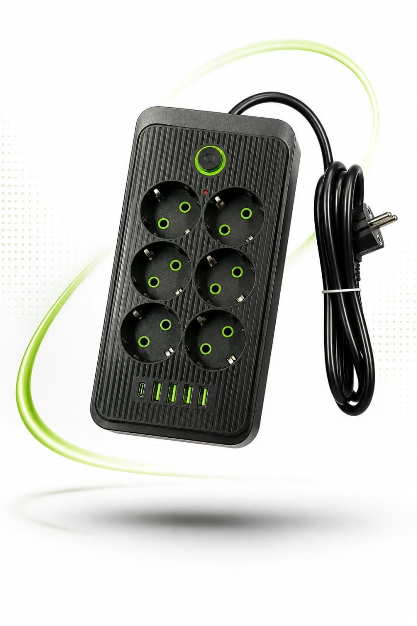 Steckdosenleiste 6 Fach mit 4 USB USB-C Mehrfachsteckdose Schalter