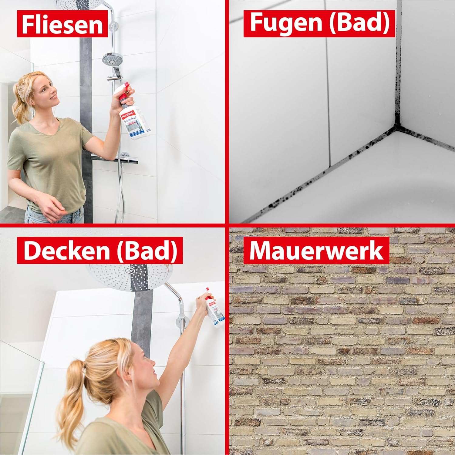 MELLERUD Schimmel Vernichter Aktivchlor 0,5 l – Effektives Anti-Schimmel Spray für Bad, Küche & Keller, Entfernt Schimmelsporen, Pilze & Stockflecken