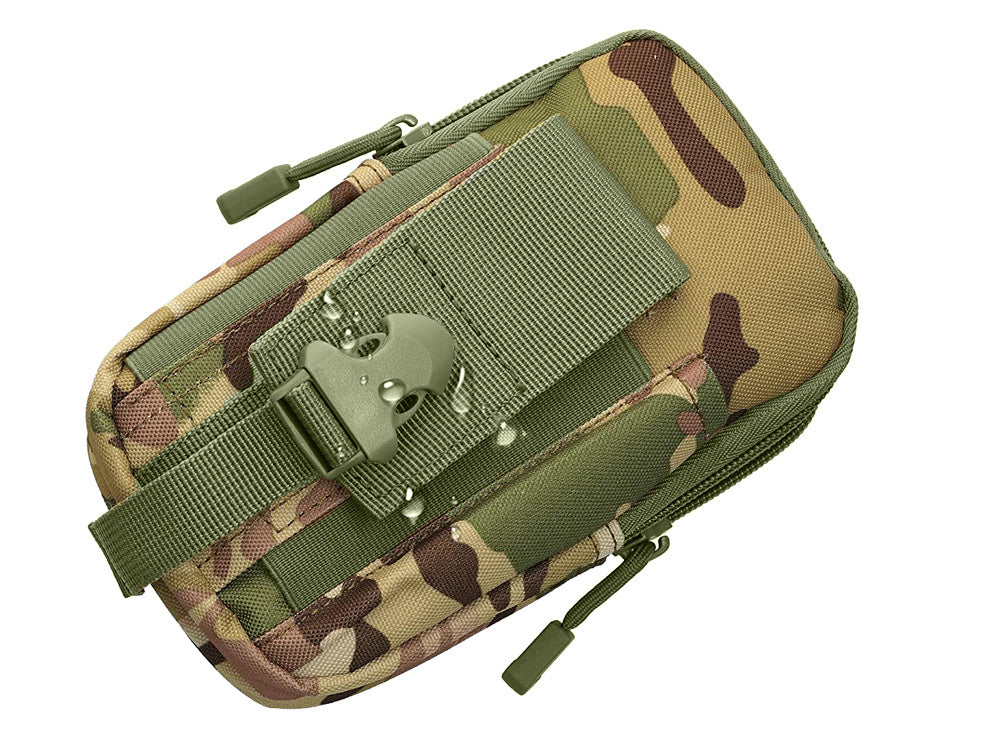 Taktische Molle Outdoor Gürteltasche für iPhone & Smartphone – Militär Hüfttasche mit Karabiner, Reißverschluss & Stifthalter (Digital Camo)