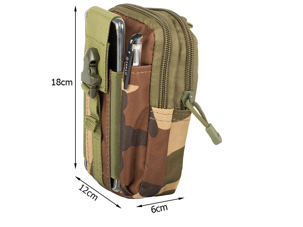 Taktische Molle Outdoor Gürteltasche für iPhone & Smartphone – Militär Hüfttasche mit Karabiner, Reißverschluss & Stifthalter (Digital Camo)