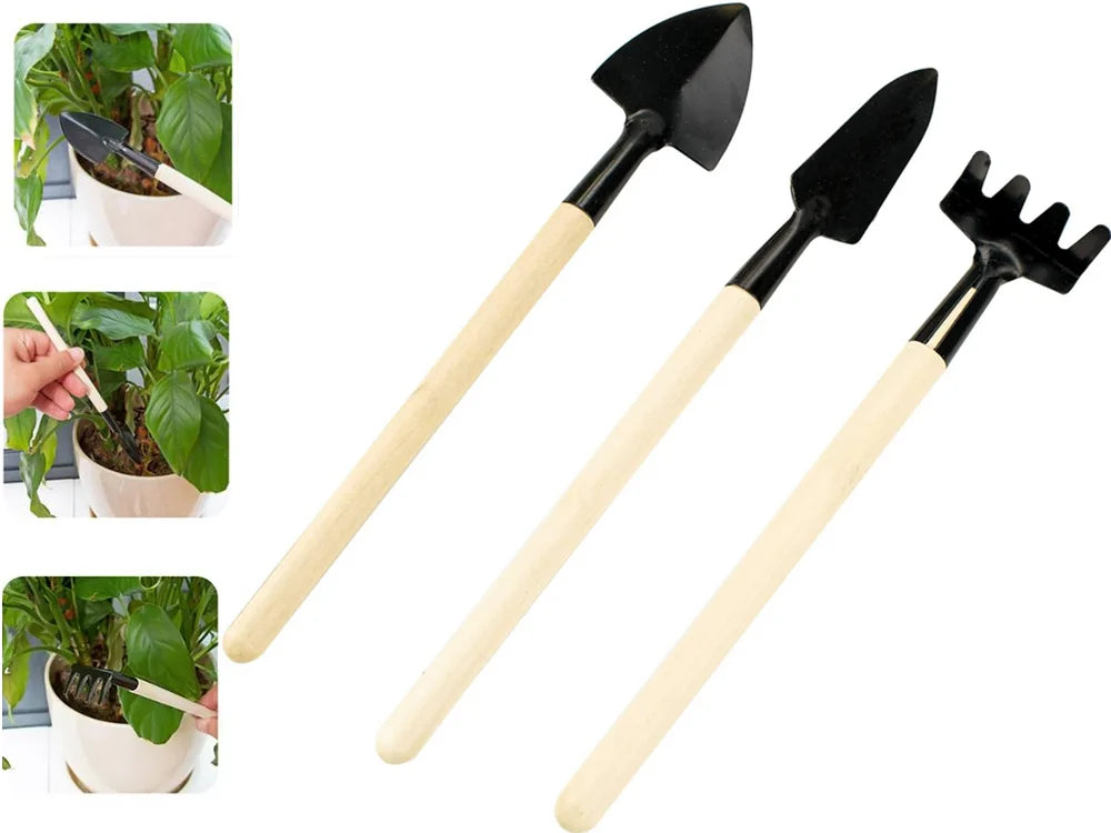 Mini Gartenwerkzeug Set 3tlg Schaufel Rechen Spaten Topfpflanzen Umtopfen🌱🌻