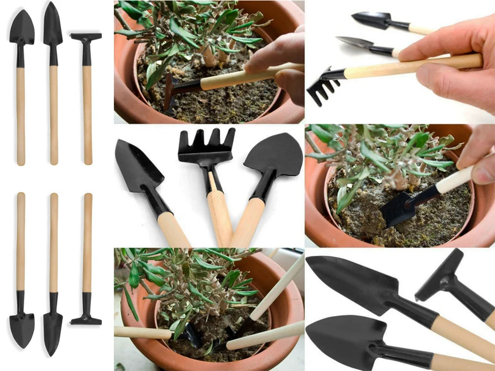 Mini Gartenwerkzeug Set 3tlg Schaufel Rechen Spaten Topfpflanzen Umtopfen🌱🌻