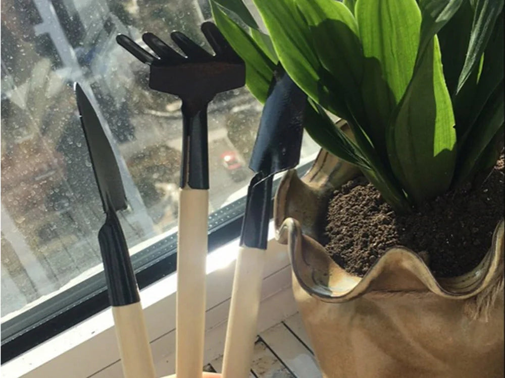 Mini Gartenwerkzeug Set 3tlg Schaufel Rechen Spaten Topfpflanzen Umtopfen🌱🌻