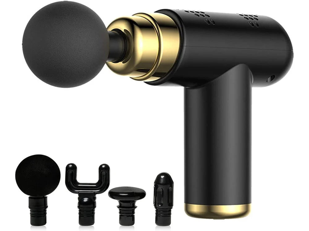Mini Massagepistole mit 6 Intensitätsstufen – 3600 U/min, 4 Massageaufsätze, USB-C Akku & Batteriestandsanzeige