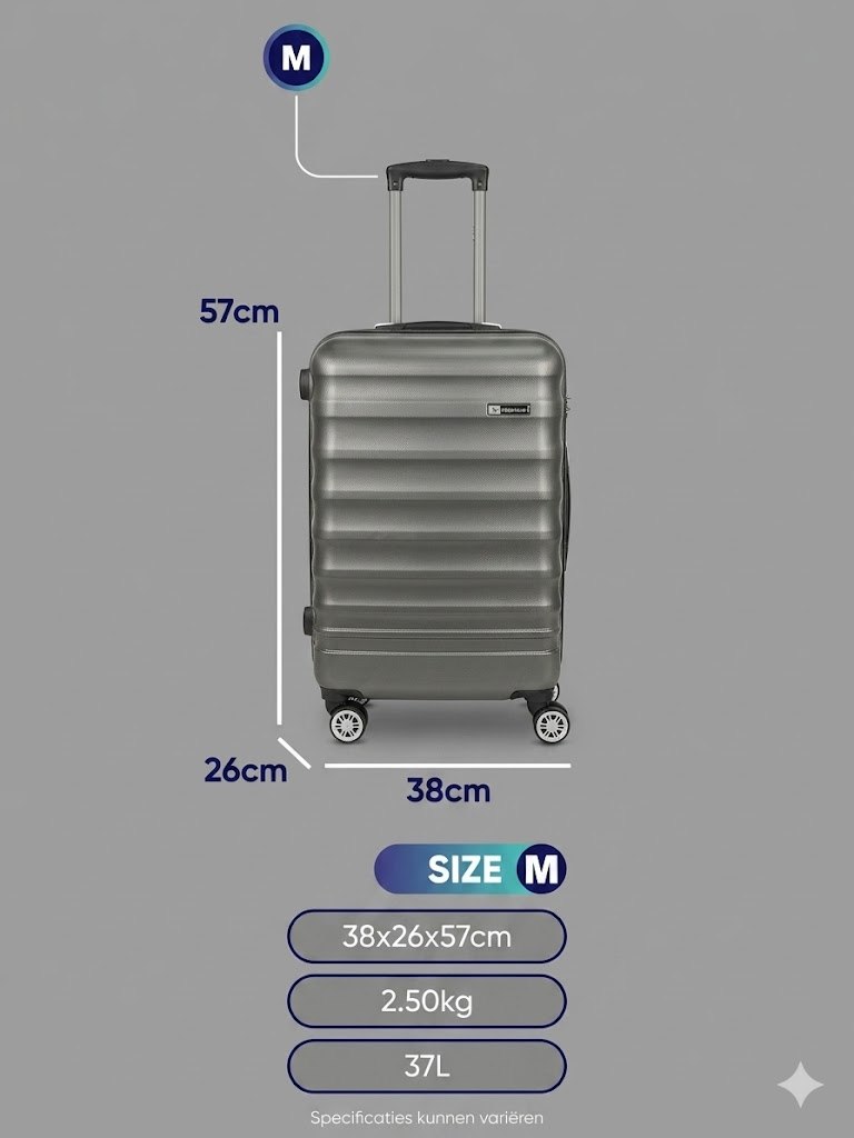 Hartschalenkoffer Trolley grau – M / L / XL / 3er Set – 4 Rollen, ABS