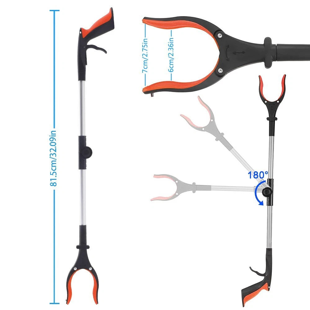 Foldable 80cm grabber gripper aid garbage tongs waste tongs grabber arm with LED light 