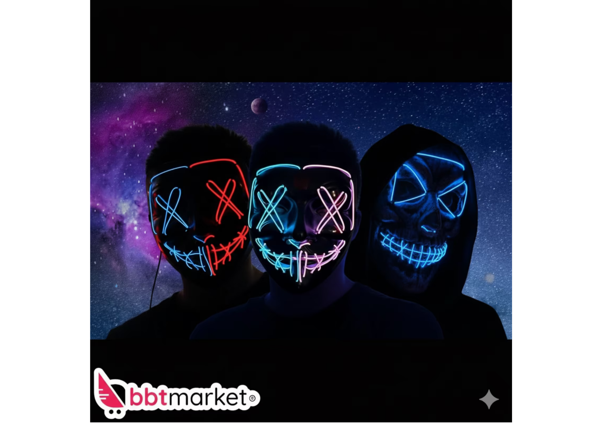 Halloween LED Purge Maske – Leuchtende Horror-Party Maske für Karneval, Cosplay & Festivals ---