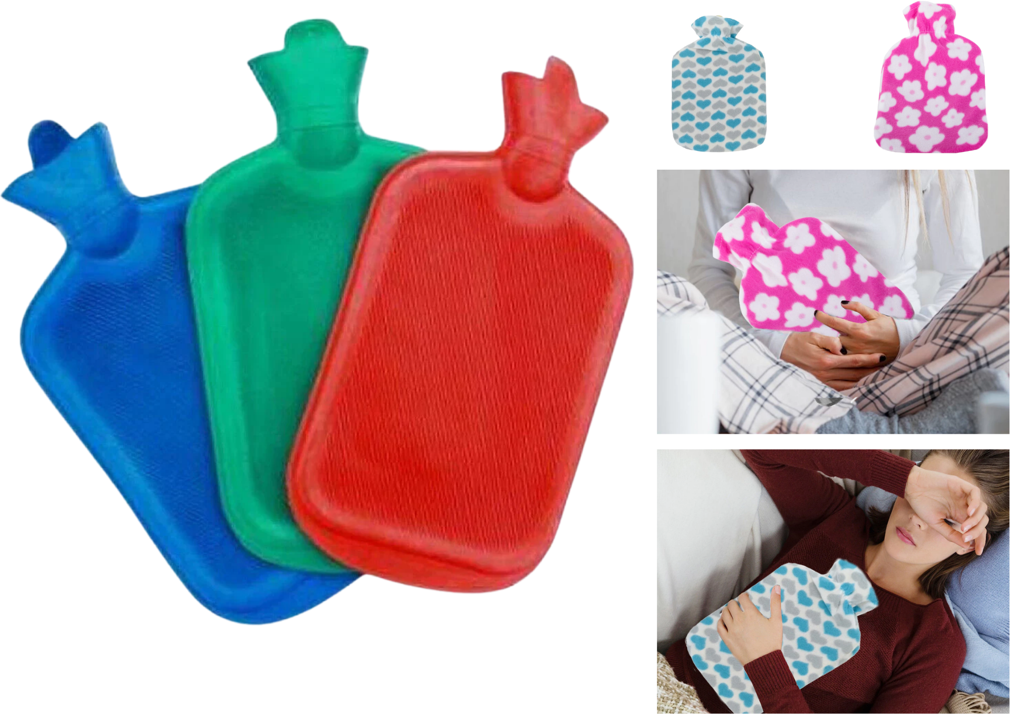 Thermowärmer 1,7L aus Gummi mit weicher Hülle – Wärmflasche für Bauch & Rücken, ideal gegen Schmerzen und zum Einschlafen