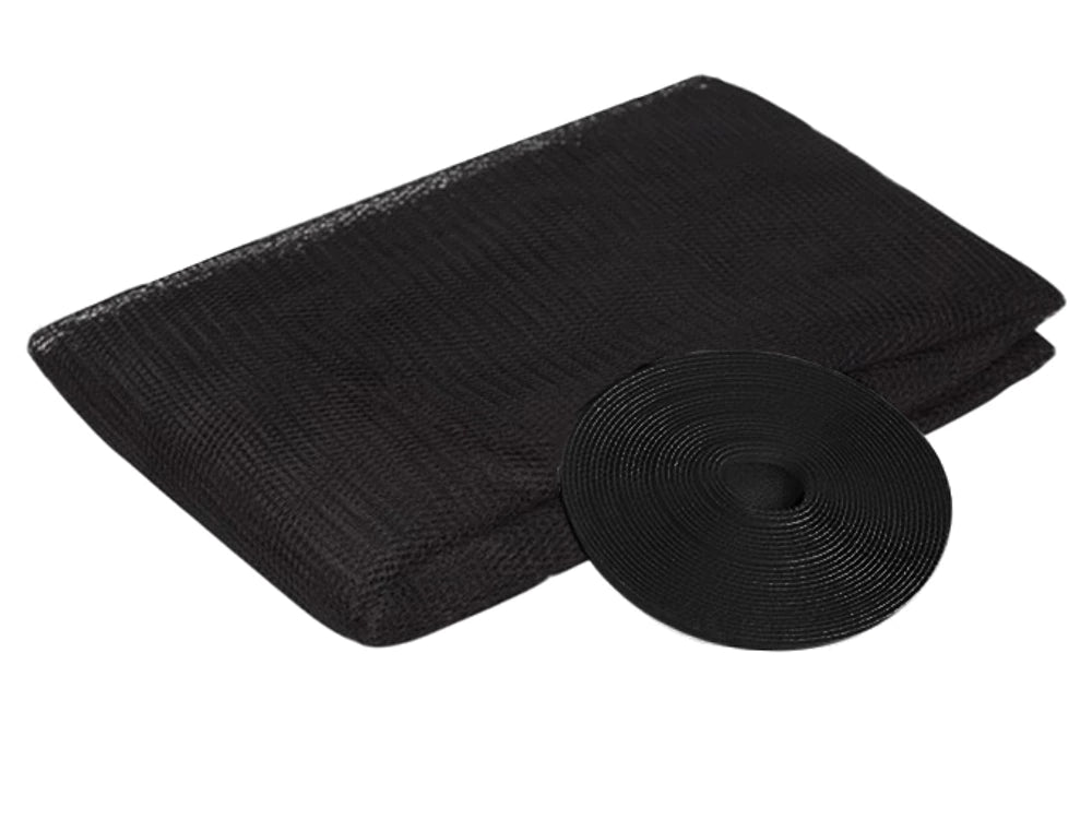 Moskitonetz 130x150 cm Schwarz – Insektenschutz für Fenster mit Selbstklebendem Klettband & Feiner Maschenweite  -  K12Klt40mm