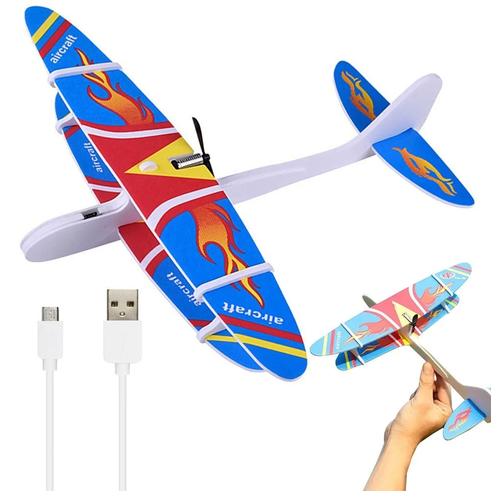 Motor Gleitflugzeug USB Aufladbar Schaumstoff Wurfgleiter Elektro Flugzeug