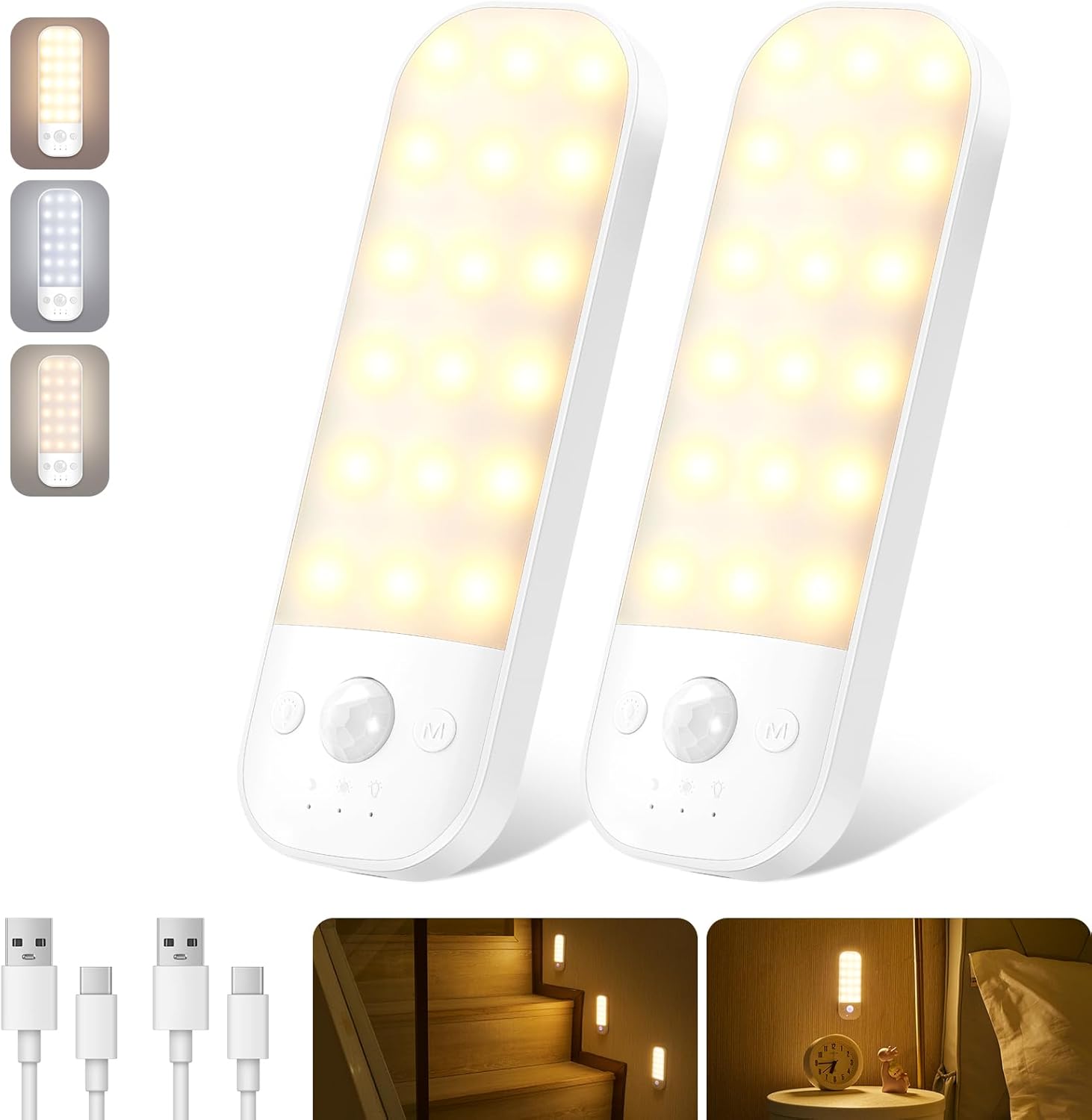 LED Unterbauleuchte Schranklampe Nachtlicht mit Bewegungsmelder Sensor Küche USB