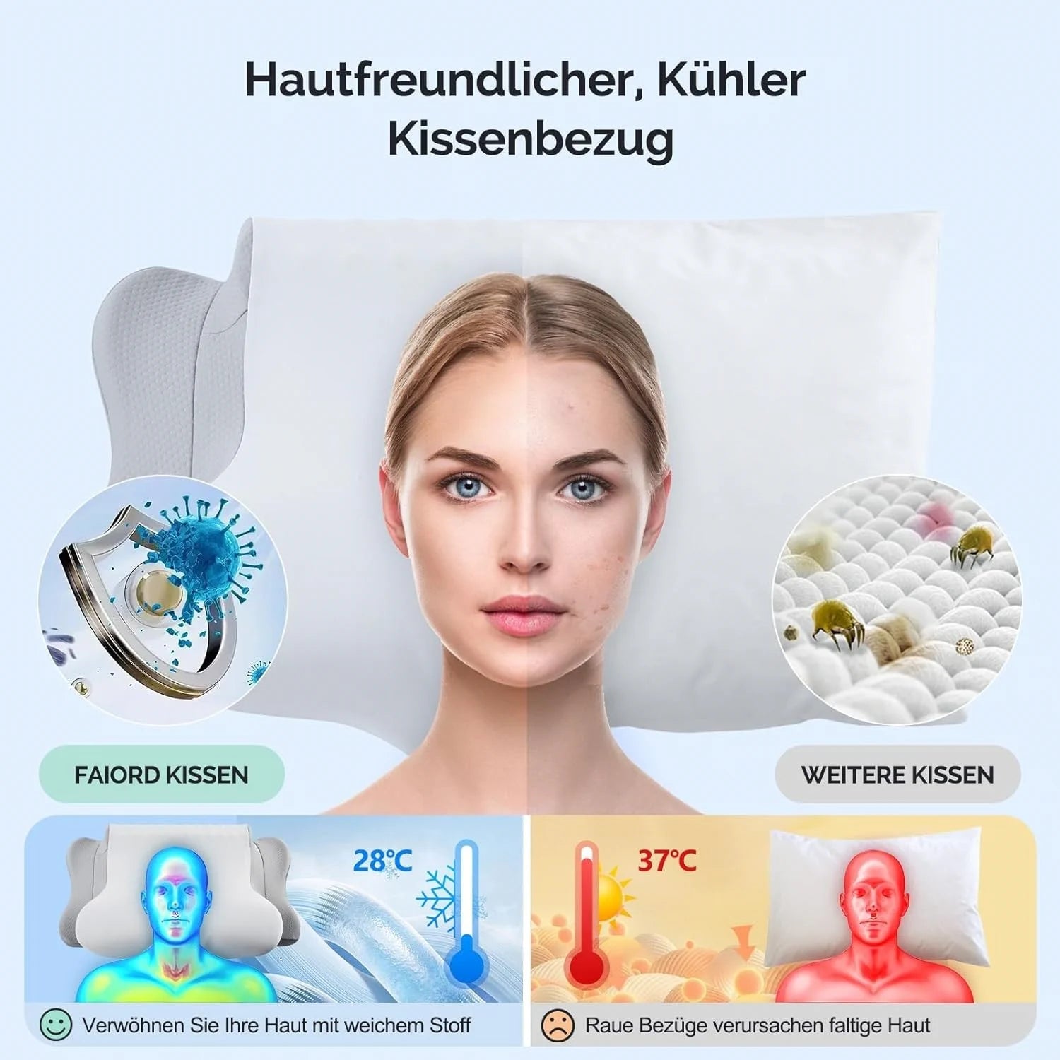 Nackenstützkissen Memory Foam Ergonomisches Schlafkissen Seitenschläfer Grau