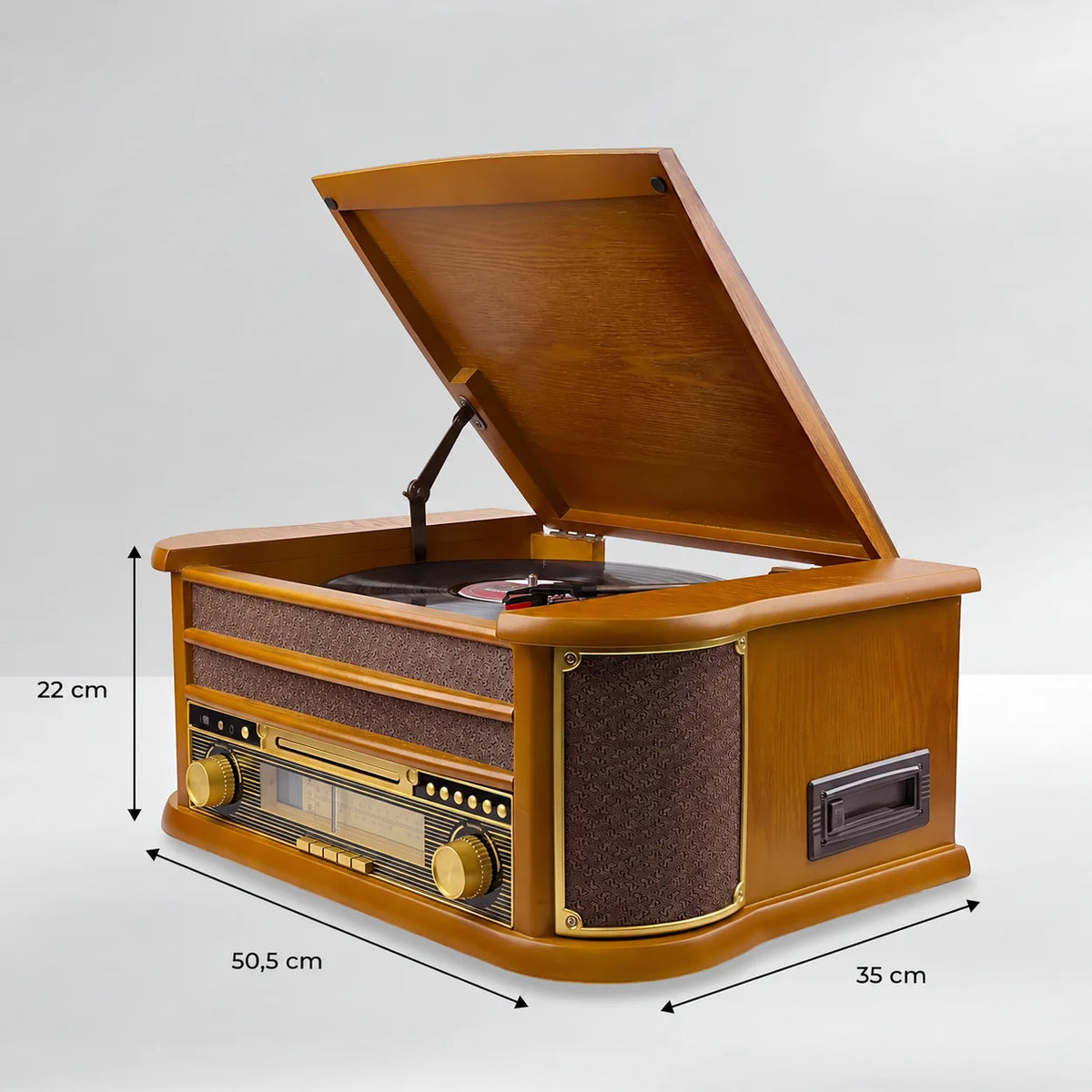 Record player nostalgia wooden music system USB record player retro stereo system 