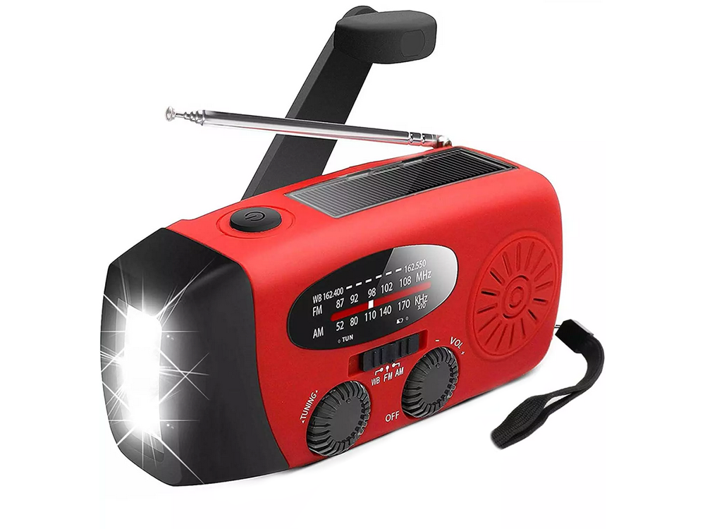 Multifunktionales Notfallradio mit Kurbel, Solar, LED Taschenlampe & Powerbank – Ideal für Camping & Notfälle