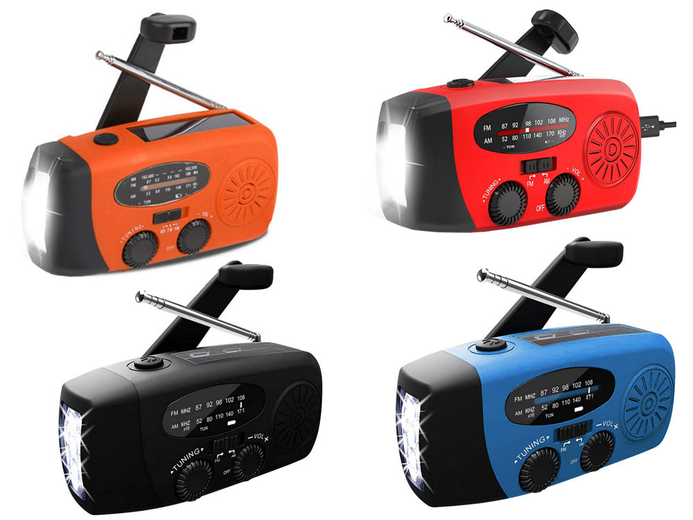 Multifunktionales Notfallradio mit Kurbel, Solar, LED Taschenlampe & Powerbank – Ideal für Camping & Notfälle