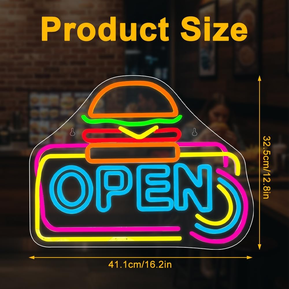 LED Open Neon Schild 41×32,5 cm – USB betrieben & dimmbar für Bar & Geschäft