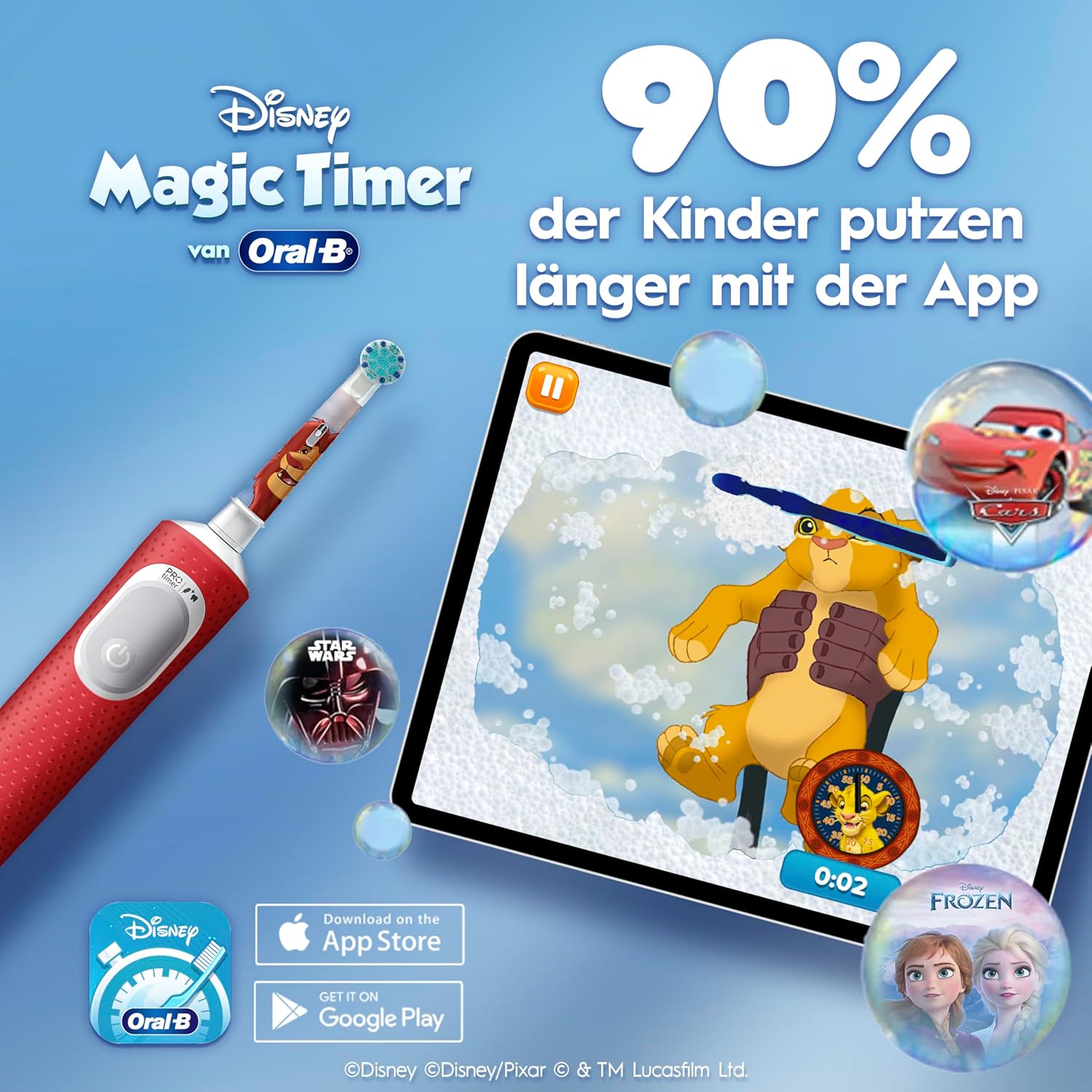 Oral-B Pro Kids Elektrische Zahnbürste König der Löwen – 2 Modi Set