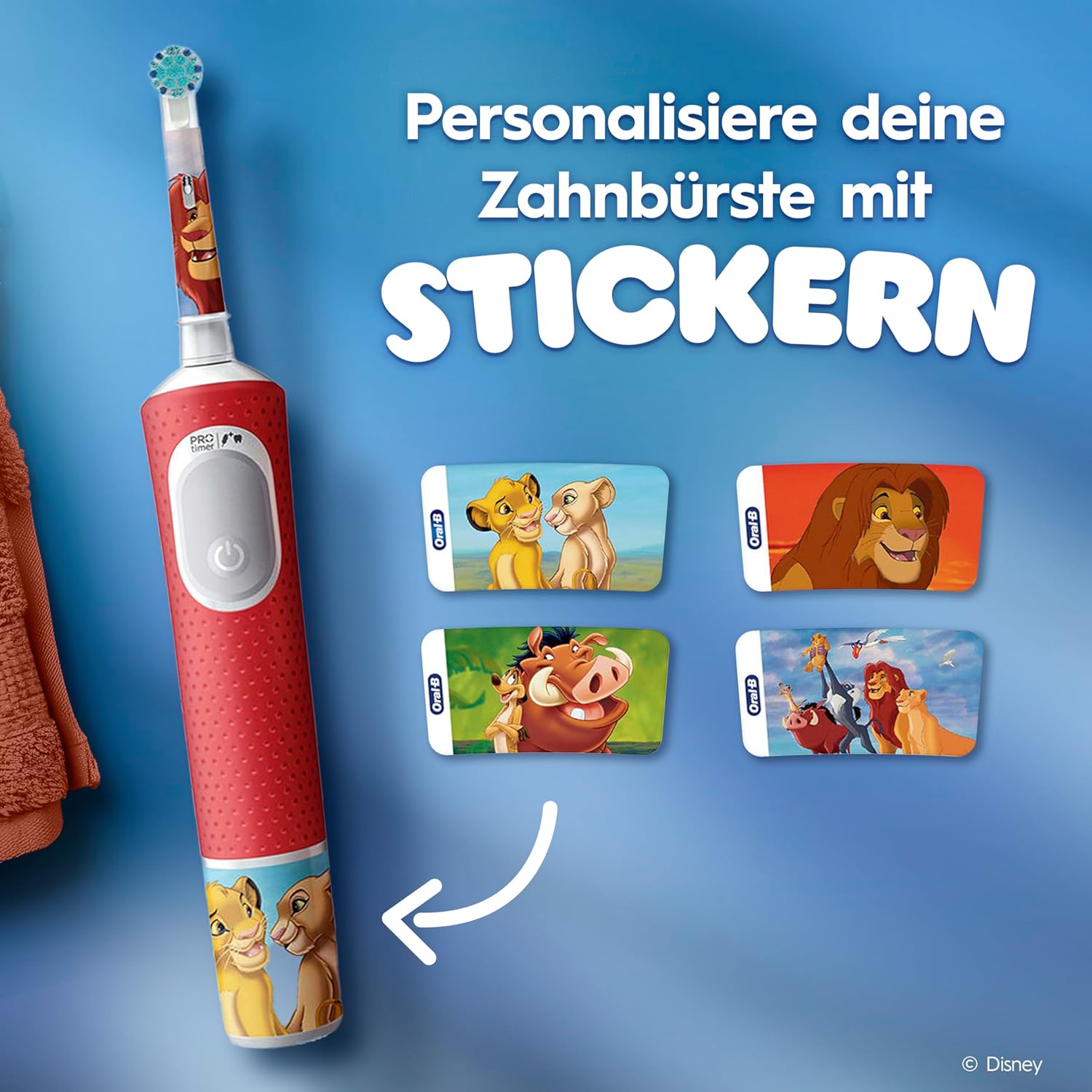 Oral-B Pro Kids Elektrische Zahnbürste König der Löwen – 2 Modi Set